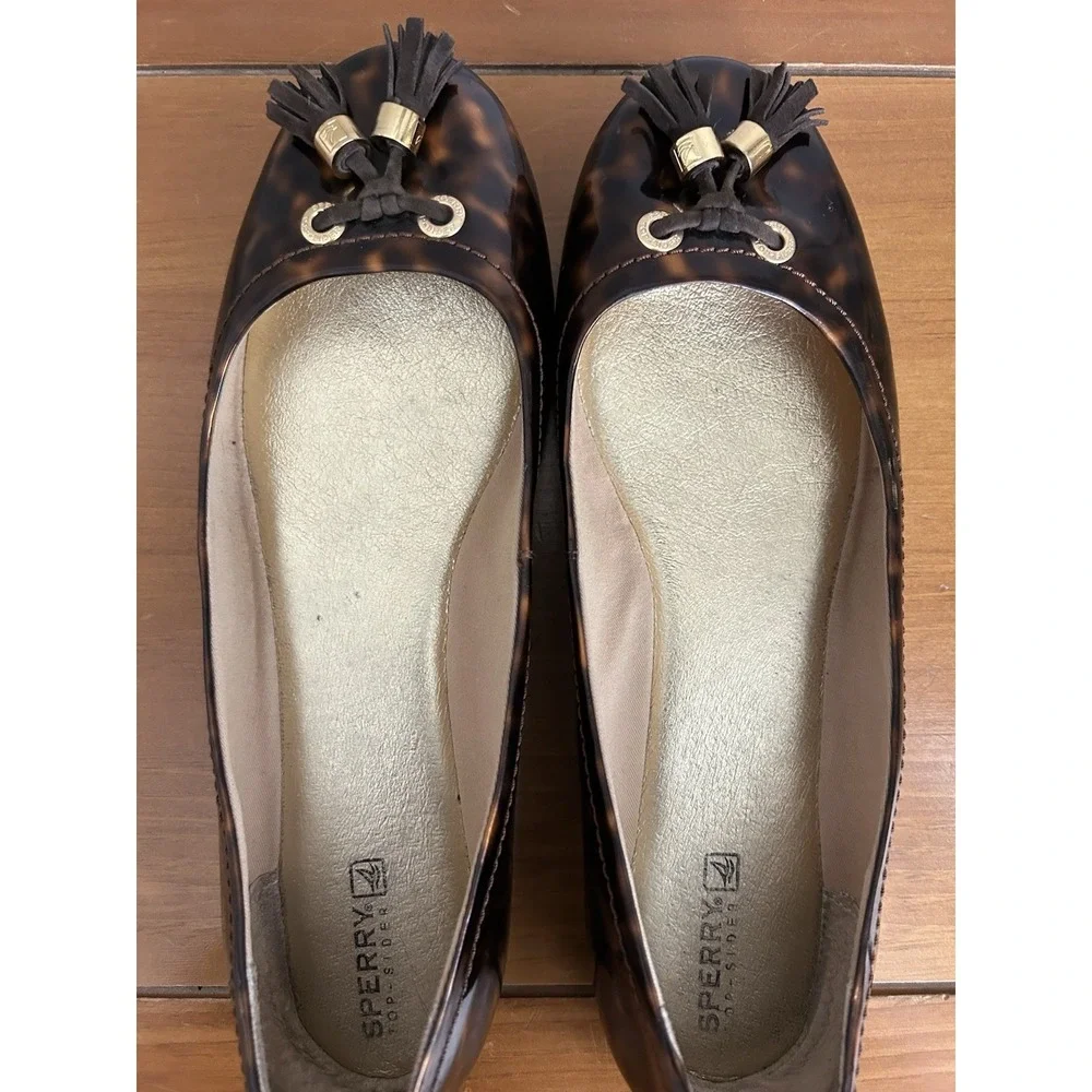 Sperry Animal Print Ballerina Flats With Tassels Stylish & Comfortable‎ Size 9M